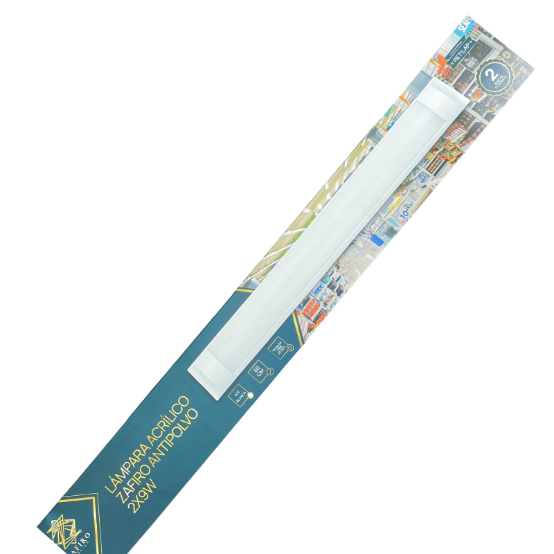 LAMPRA ACRILICO 2X9W ZAFIRO 60CM ANTIPOLVO LUZ BLANCA
